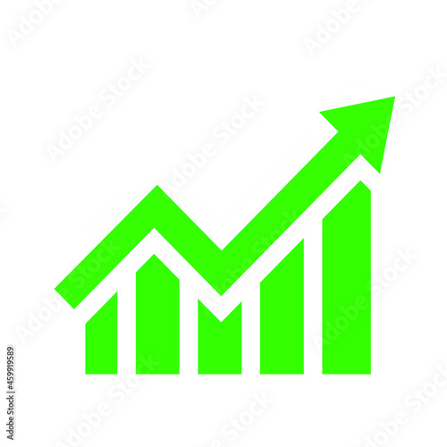 Growing business green arrow with bar chart, Profit arow Vector illustration.Business concept, growing chart. Concept of sales symbol icon with arrow moving up. Economic Arrow With Growing Trend.