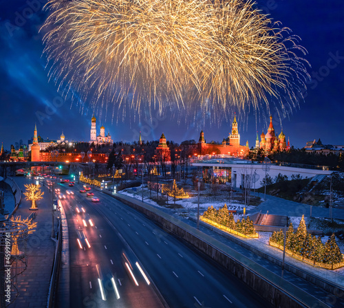 Obraz na plátně Fireworks in Moscow