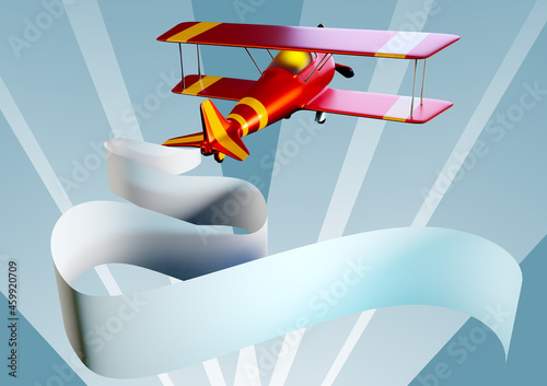 biplane model. Ribbon behin...
