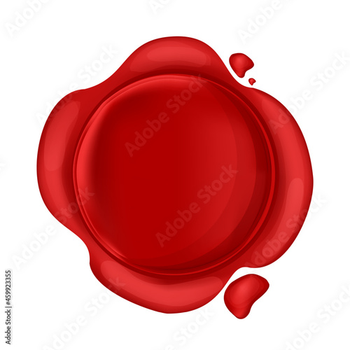 Wax seal round stump red color in cartoon style isolated on white background. Confidential, quality symbol. . Vector illustration