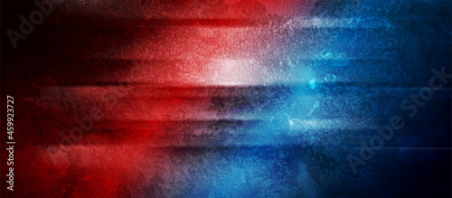Contrast red and blue smooth grunge stripes abstract background. Vector banner design