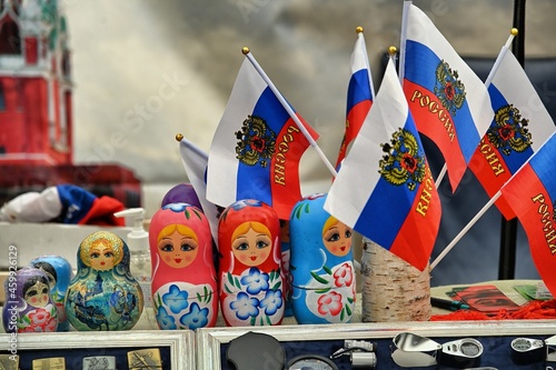 Russian and from comunist USSR souvenirs for tourists in travel fair Milan Italy September 20 2021