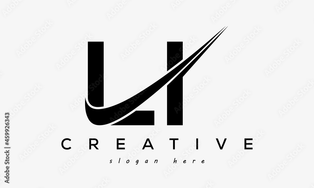 Creative LI Letter Logo Design with Swoosh Icon Vector Illustration - obrazy, fototapety, plakaty 