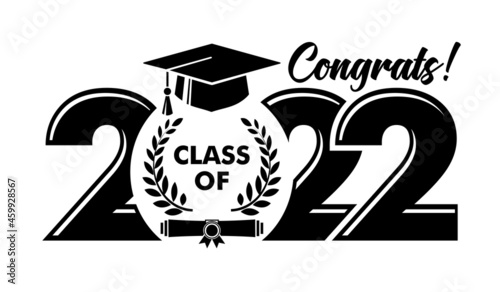 Lettering Class of 2022 for greeting, invitation card. Text for graduation design, congratulation event, T-shirt, party, high school or college graduate. Illustration, vector on transparent background