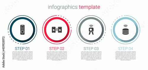 Set Remote control, Data transfer and storage, Web camera and Smart data server. Business infographic template. Vector