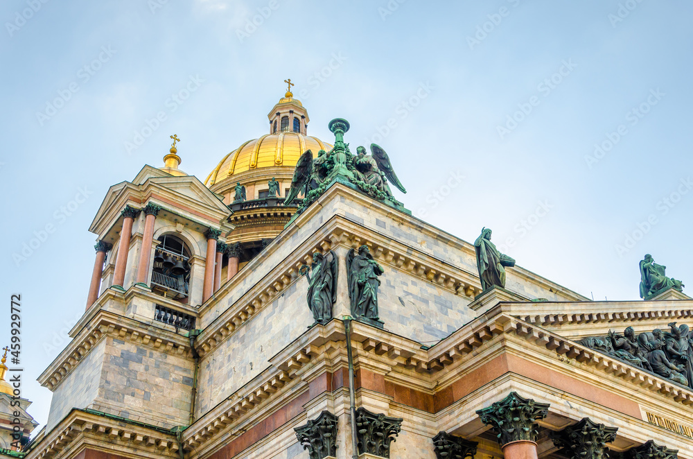 The dome of the ancient St. Isaac's Cathedral in St. Petersburg.