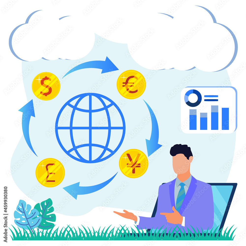 Illustration vector graphic cartoon character of currency exchange
