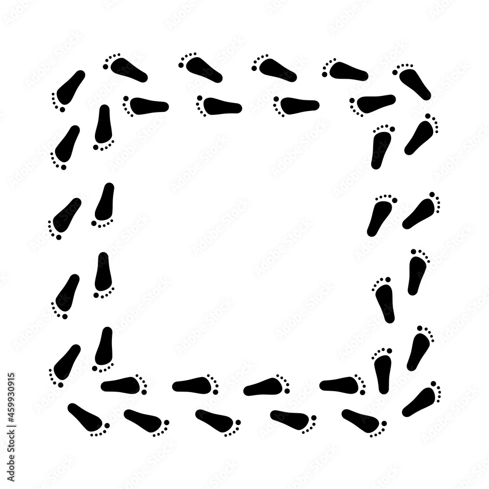 human footprints in a square frame human footprints in a square frame