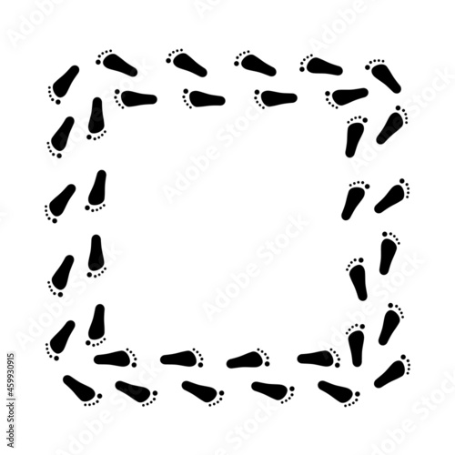 human footprints in a square frame