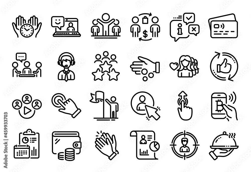 Vector set of Buying process, Report and Leadership line icons set. Calendar report, Money wallet and Credit card tag. Video conference, Headhunting and Donation money icons. Vector Vector set of Buying process, Report and Leadership line icons set. Calendar report, Money wallet and Credit card tag. Video conference, Headhunting and Donation money icons. Vector