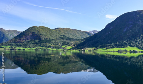 Reflection of mountains in a beautiful Norwegian fjord in summer © Pablo