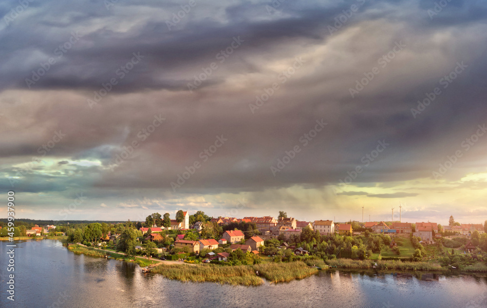 view of the town in Masuria in Poland