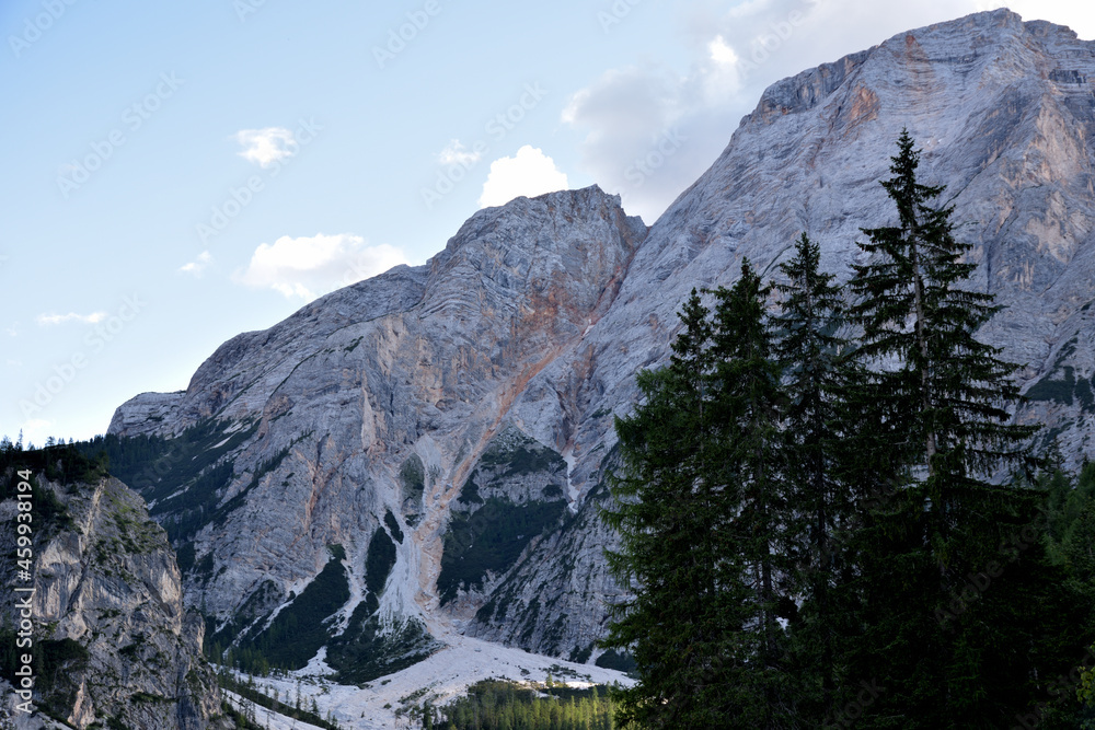 The rocks of the Croda del Becco at the head of Lake Braies