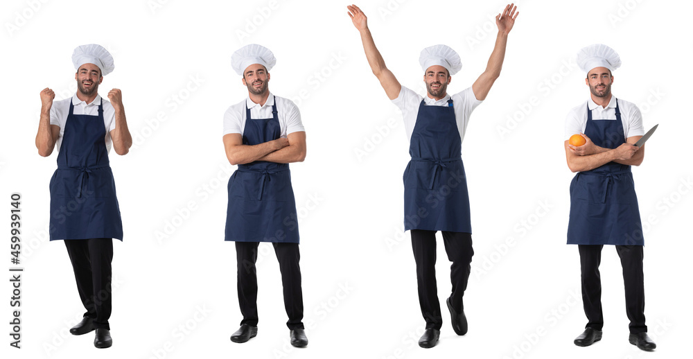 Obraz premium Portraits of chef cook on white