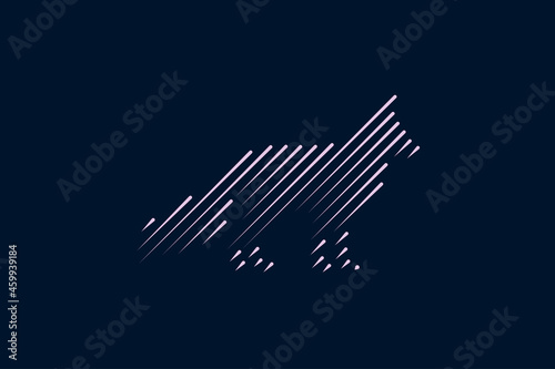 Line wolf Logo Vector Stock with silhouette