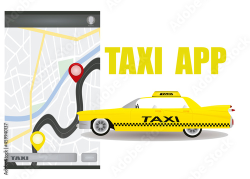 Taxi navigation app. vector illustration 