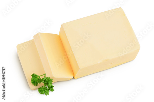 butter isolated on white background with clipping path and full depth of field. Top view. Flat lay