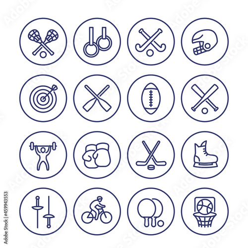 sports line icons set on white