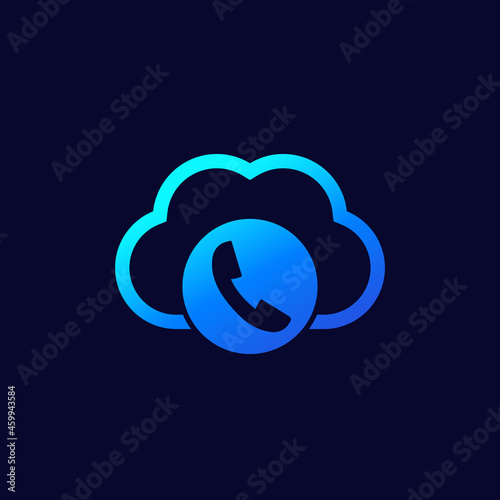Voip telephony icon with cloud