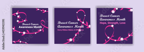 Social media post template for breast cancer awareness. Women's healthcare. Celebrate annual. Medic concept.
