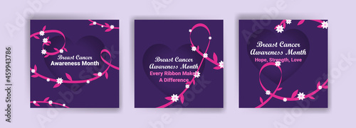 Social media post template for breast cancer awareness. Women's healthcare. Celebrate annual. Medic concept.