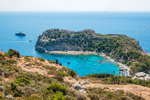 Anthony Quinn Bay in Faliraki on Rhodes Island, Greece. Top view