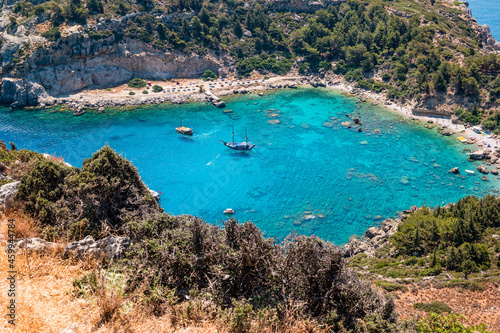 Anthony Quinn Bay in Faliraki on Rhodes Island, Greece. Top view © perekotypole