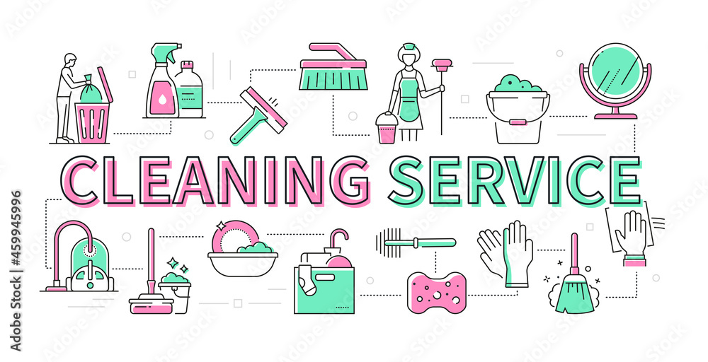 Cleaning service - line design style modern banner