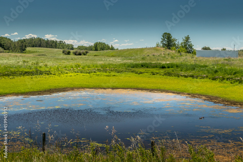 Farmers fields under cloudy skies Allingham Alberta Canada photo