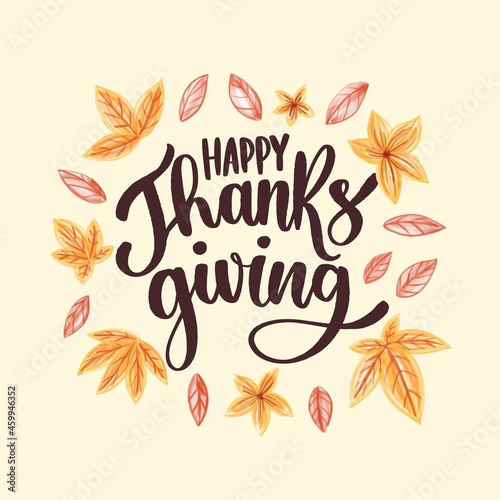 happy thanksgiving concept with lettering vector design illustration