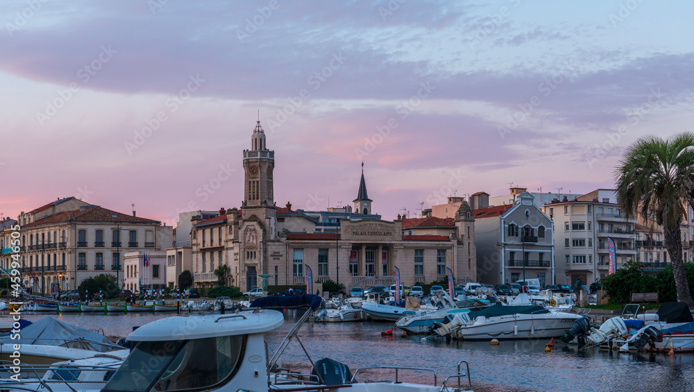 Early evening in Sète, in Hérault, in Occitanie, France