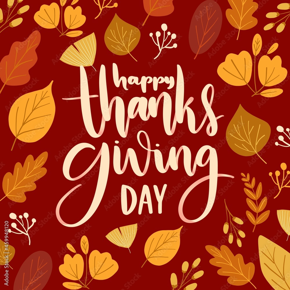 happy thanksgiving day lettering background vector design illustration