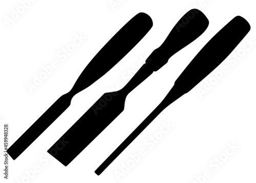 Construction chisels in a set. Vector image.