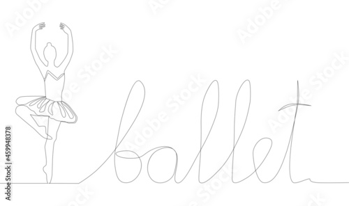 Self drawing of continuous line drawing of woman ballet dancer.