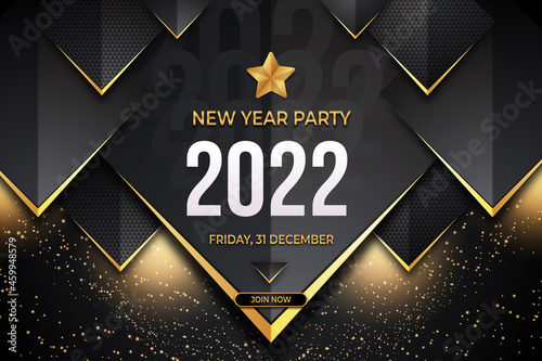 New year party  poster with black gold backround style