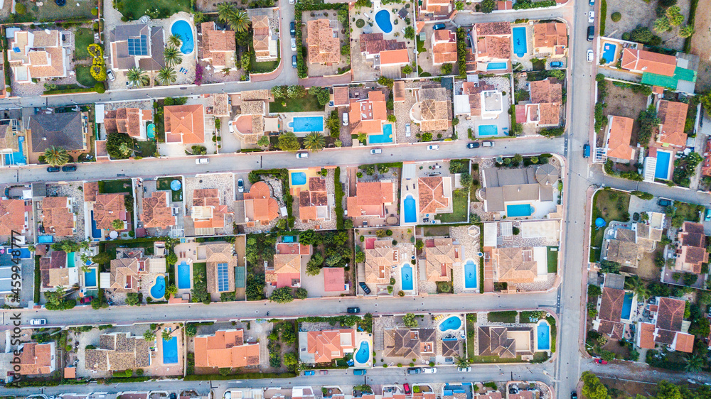 aerial view of residential houses in denia, Spain