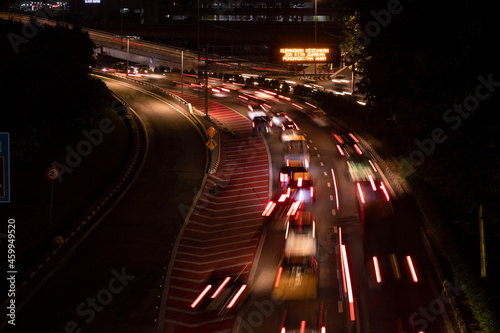 Photography Long exposure photograph of night traffic and traffic jams in the city of Kuala