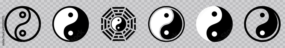 Yin Yang icon set, Yin and Yang symbol isolated on transparent background. vector illustration - obrazy, fototapety, plakaty 