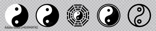 Yin Yang icon set, Yin and Yang symbol isolated on transparent background. vector illustration