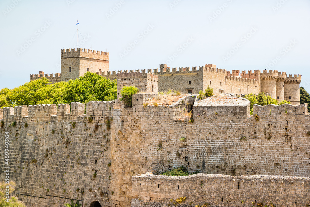 Medieval castle in old town of Rhodes, Greece