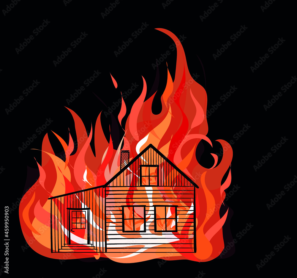 house on fire Stock Vector | Adobe Stock