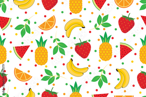 Fototapeta Naklejka Na Ścianę i Meble -  Fruits seamless pattern vector design