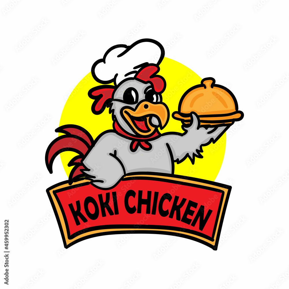 koki cihicken design logo restaurant vector