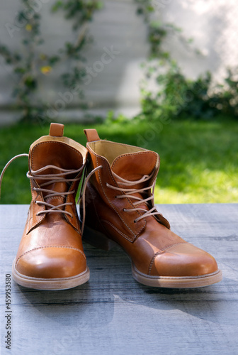 new orange leather handmade shoes