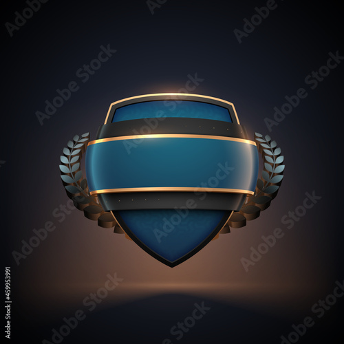 Blue gold and black shield template with wreath