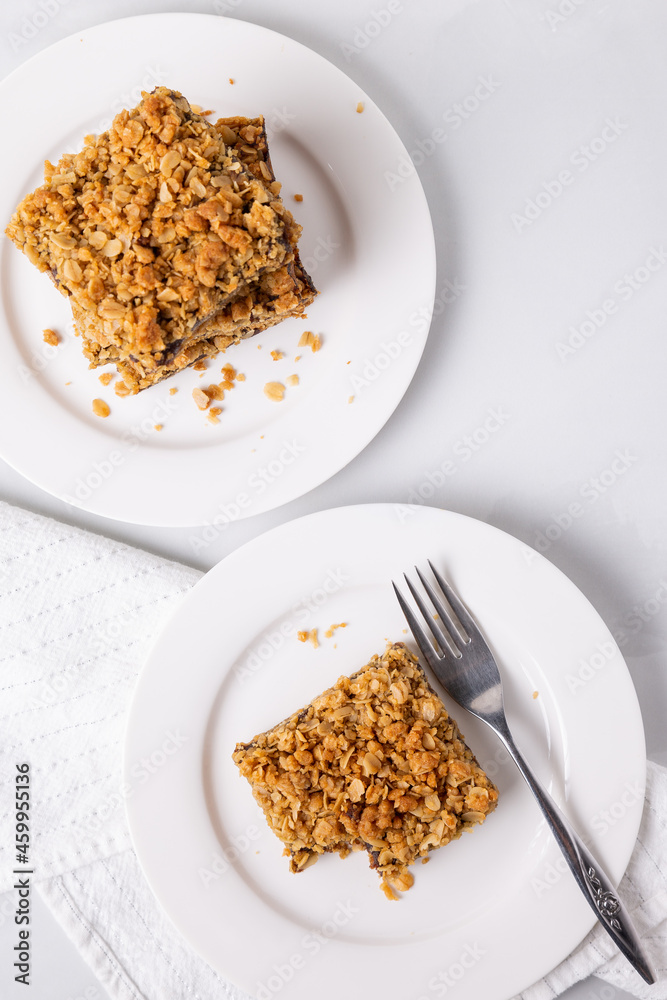 Date squares (or Matrimonial cake) a traditional Canadian baked dessert from above Date squares (or Matrimonial cake) a traditional Canadian baked dessert from above