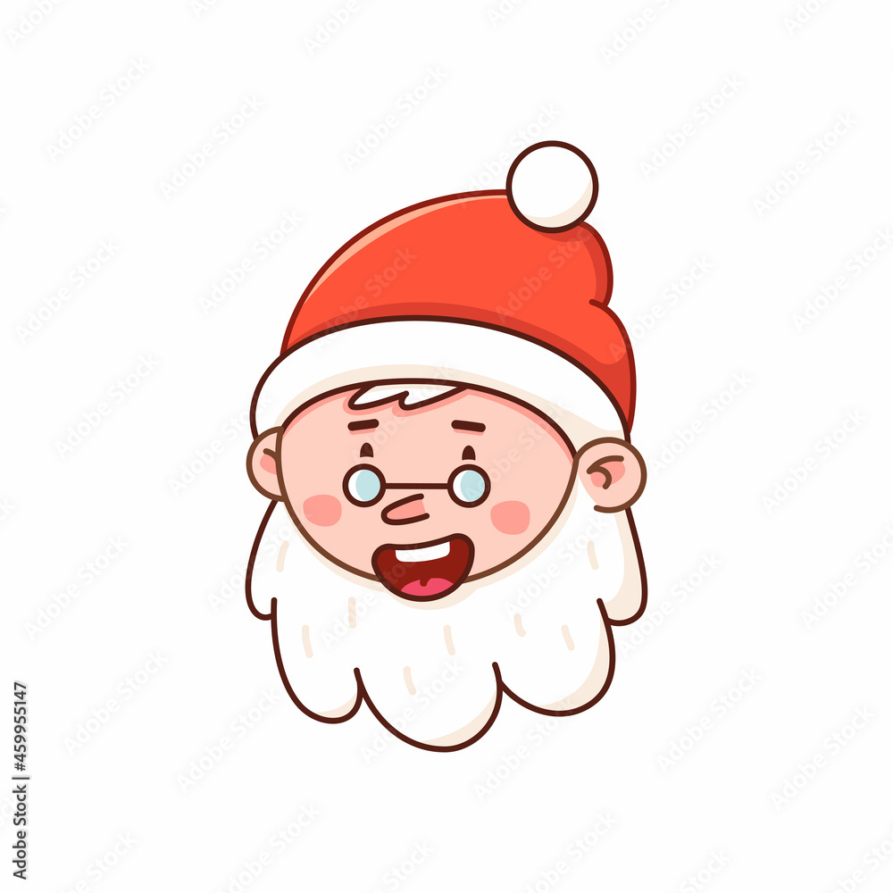 Portrait of Santa Claus in cartoon style. Holiday clipart isolated on white background Portrait of Santa Claus in cartoon style. Holiday clipart isolated on white background