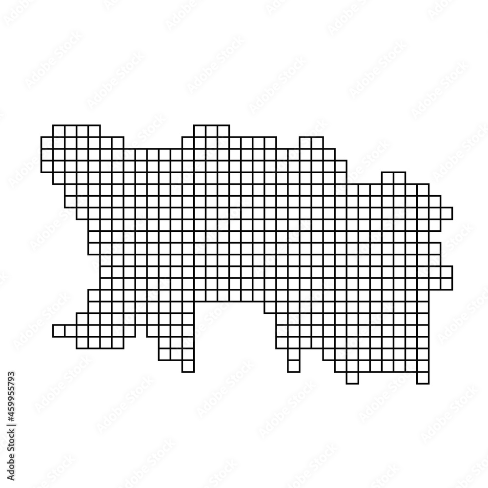 Jersey map silhouette from black pattern mosaic structure of squares. Vector illustration.