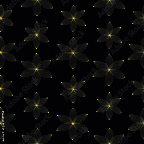 pattern consisting of star flowers line art  vector. It fits very well in textiles  fabric  bedding  wallpapers  decorative elements.