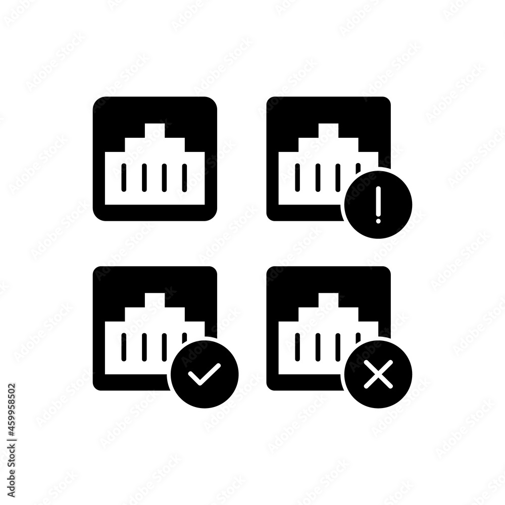 Black telephone cable port icon collection design vector Black telephone cable port icon collection design vector